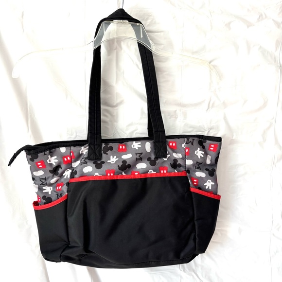 Disney Mickey Mouse Black and Red Tote Diaper Bag. Worn 1X - Picture 2 of 15